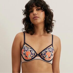M&S Isabella Embroidered Wired floral Plunge Bra Underwire Bra 36D